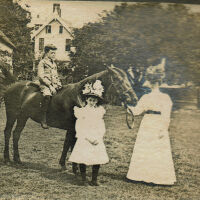 Marshall-Schmidt Album: Woman in White Leading Horse with Boy, Girl standing