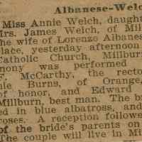          Flanagan: Wedding Announcements for Annie Welch, Lena Elizabeth Goodwin, Julius Wittkop, c. 1902-4 picture number 1
   