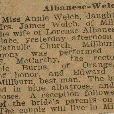 Flanagan: Wedding Announcements for Annie Welch, Lena Elizabeth Goodwin, Julius Wittkop, c. 1902-4