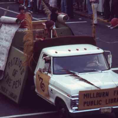 July 4: Millburn Free Public Library Truck at American Bicentennial Parade, 1976
