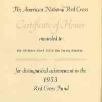 Red Cross: Certificate of Honor, 1953