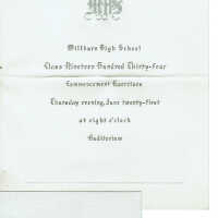 Millburn High School Invitation to 1935 Commencement Exercises