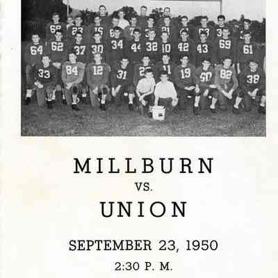 Football: Millburn vs. Union Program, 1950