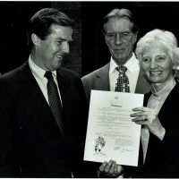 Ogden: Maureen Ogden Receiving Arts Appreciation Proclamation, 1985