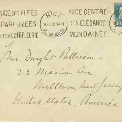 Patterson: Mrs. Dwight Patterson Envelope, 1914