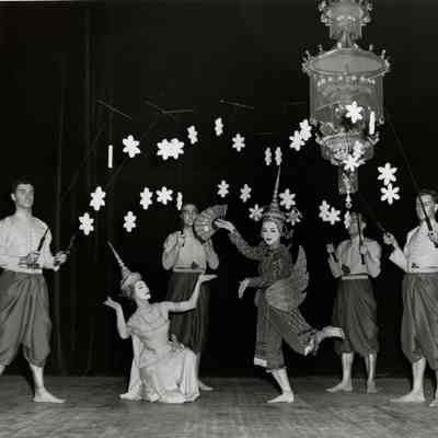 And the snowflakes came. Mavis Ray as Eliza and Jean Bledsoe as the Angel in The King and I, 1956.