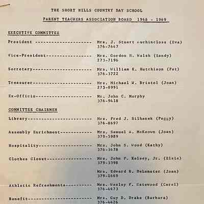 Short Hills Country Day School: Parent Teachers Association Board