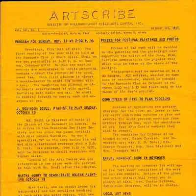 Millburn Art Center: Artscribe Newsletters, 1946