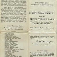 Automobiles: Question and Answers Upon the NJ Motor Vehicle Laws