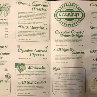 Grunings: Gruning's Dessert Menu