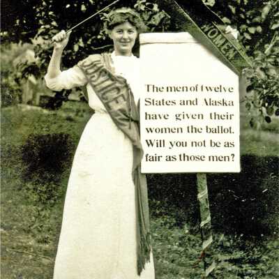 Stella Vorhees campaigning for women's suffrage: Image from Lynne Ranieri's research