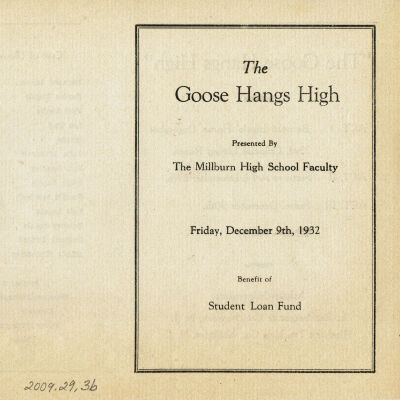 Millburn High School Faculty Play Program, 1932