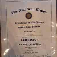 Joy: Good Citizen Eagle Scout Citation, 1958