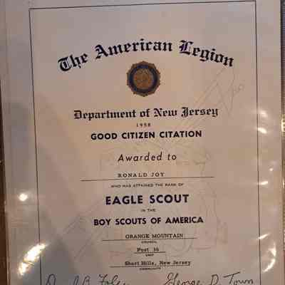 Joy: Good Citizen Eagle Scout Citation, 1958