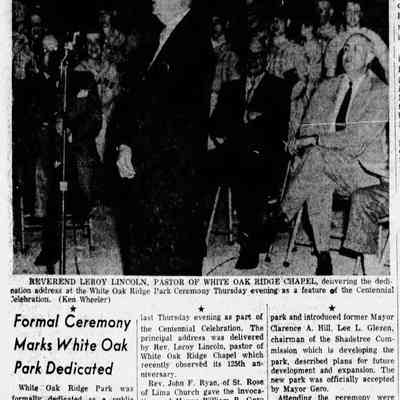 White Oak Ridge Park: Documentation Relating to Acquisition of Land and Construction of Park, 1937-1955
