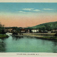 Taylor Park: View of Rahway River from Pond looking to Millburn Avenue