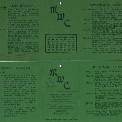 Women's Club: Millburn Women's Club Calendars, 1932