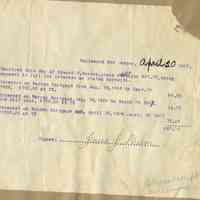 Worden: Payment receipts from Edward C. Worden to Jane Baker, 1907-1908