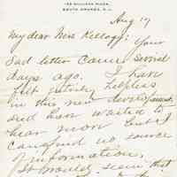 Kellogg: Condolence Letter from William J. Chandler to Elizabeth Kellogg, 1908