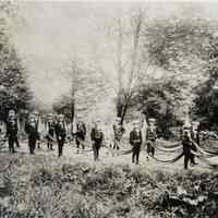 Semi-Centennial Celebration: young Boys on Parade with Fire Hose Reel, 1907