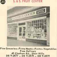 S.& S. Fruit Center, 40 Chatham Road, Short Hills, 1955