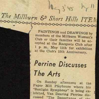Millburn Art Club 1945 Scrapbook: Perrine Discusses the Arts, 1945