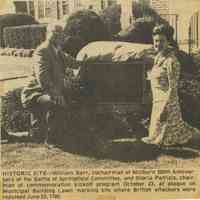 Battle of Springfield: William Barr and Gloria Patrizio at Plaque where British Attackers were repulsed, 1980