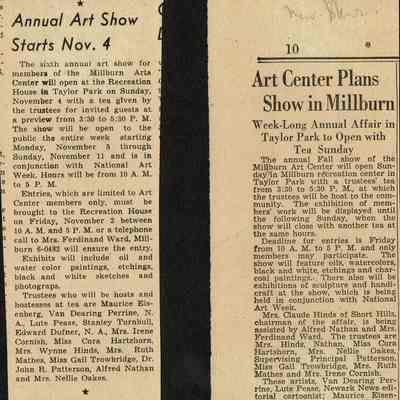 Millburn Art Center 1945 Scrapbook: Fall Art Show Clippings, 1945