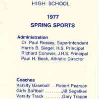 Millburn High School: Spring Sports Schedule, 1977