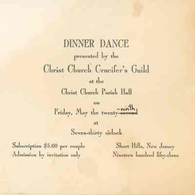 Christ Church: Dinner Dance Invitation, 1953