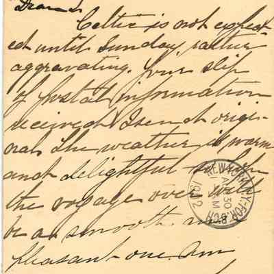 Wyoming: Postcard Message from Wyoming to London, 1902