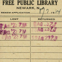 Hartshorn: Stewart Henry Hartshorn Library Card, Newark, 1923