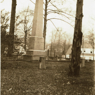 Second view of Benson Monument with Brison Monument to the left.