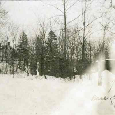 Image Id #114b; Taken from St. STephen's Rectory, directly across Main Street: 1 13/16 x 2 1/2" print; 1 13/16 x 2 1/2" negative