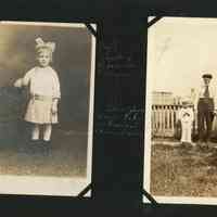          Page 3. Left photograph Audrey Mangold taken in Pennsylvania. Right photograph: Grandpa (John Mangold) and Drew taken in Freeland, Pennsylvania.
   