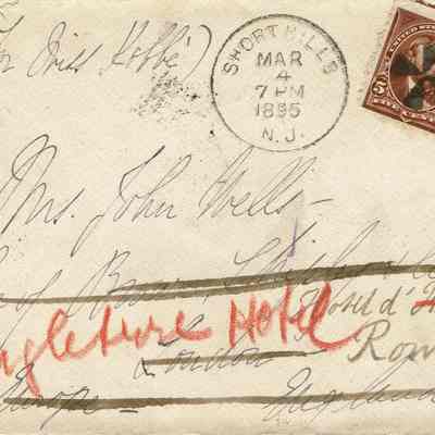 Kobbe: Envelope sent from Short Hills Miss Kobbe care of Mrs. John Wells, 1895