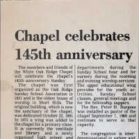 White Oak Ridge Chapel News Clippings