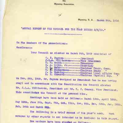 Wyoming Civic Association: Annual Report, 1910