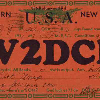 Radio: Ham Radio Postcard W2DCK, 1931