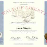 Silbersher: Marvin Silbersher Wall of Liberty Registration Certificate