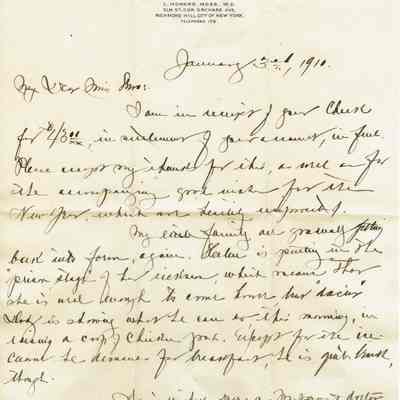 Snow: Letter and Receipt from Dr. L. Howard Moss, 1910
