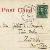          Brown: Postcard addressed to Mr. Gilbert C. Brown, Twin Oakes, 1908 picture number 3
   