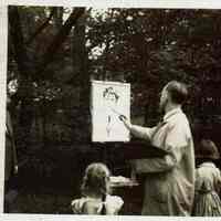 Millburn Art Center 1945 Scrapbook: Village Festival Drawing Demonstration, 1945