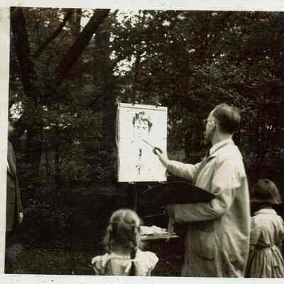 Millburn Art Center 1945 Scrapbook: Village Festival Drawing Demonstration, 1945