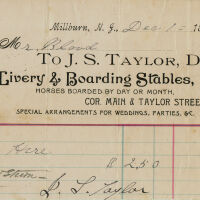          Blood Estate: J.S. Taylor, Dr. Livery and Boarding Stables Receipts, 1894 picture number 2
   