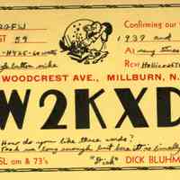 Radio: Ham Radio Postcard from Dick Bluhm, 1938