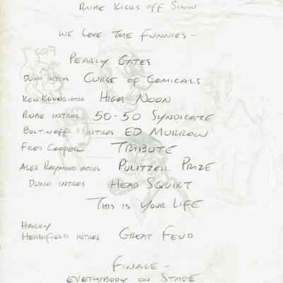Dunn: Preliminary Program and sketches for “We Love the Funnies” Show
