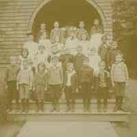 Wyoming School: Students Standing on the Front Steps of the Original Wyoming School, 1894-1909