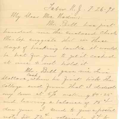Nadin: Letter from Mrs. J.H. Cox, 1893