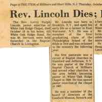 Lincoln: Leroy Lincoln Obituary, 1972